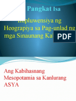 Group 1 Impluwensya NG Heograpiya Sa Pag-Unlad NG Mga Sinaunang Kabihasnan