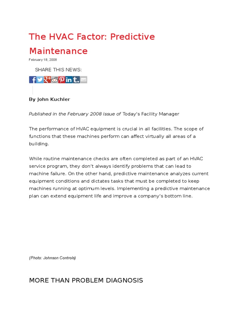 HVAC Predictive Maintenance Extends Equipment Life | PDF | Reliability ...