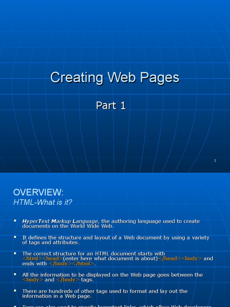 CreatingWebPages Part1 | PDF | Html Element | Html