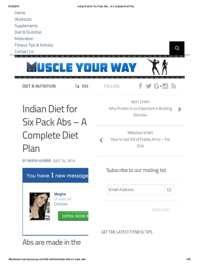 6 Abs For Vegetarian Pack Diet Indian