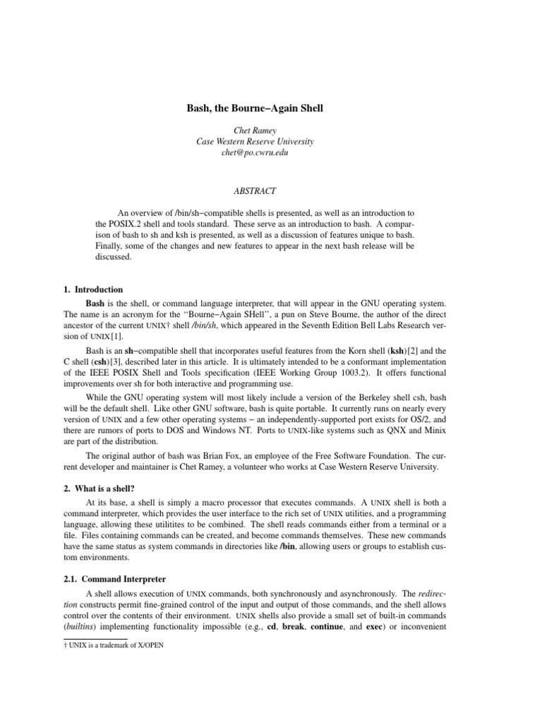 Bash, The Bourne Again Shell | PDF | Command Line Interface | Unix