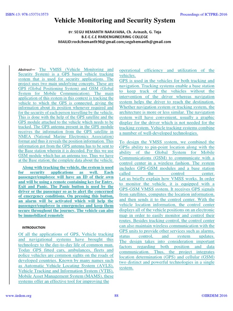 Iaetsd Vehicle Monitoring and Security System PDF Global
