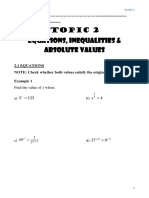 Topic 2 Equations Inequalities and Absolute Values