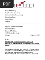Surat Kebenaran Klm Mengadakan Program Khidmat Masyarakat Di Luar Sekolah