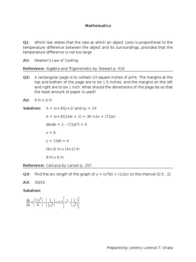 ESAT Mathematics Past Paper Solutions | PDF