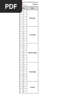 Weekly Cleaning Schedule