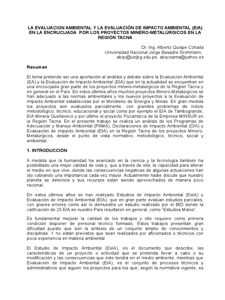 Artículo Evaluación de Impacto Ambiental - Latinometii Cusco Abqc | PDF