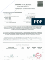 Fluke 1653B Calibration Certificate
