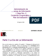 Adm Sist Inf Clase 1 y 2 Contenido Programatico Evaluacion