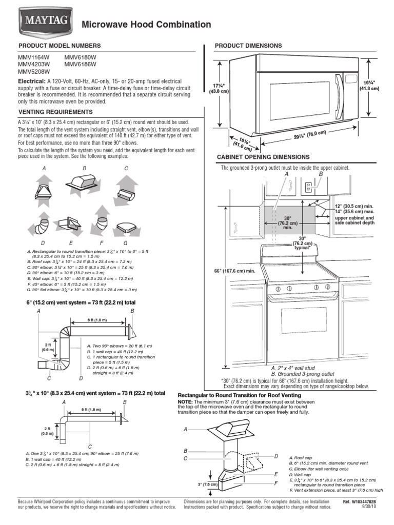 Maytag Microwave Hood Combination PDF