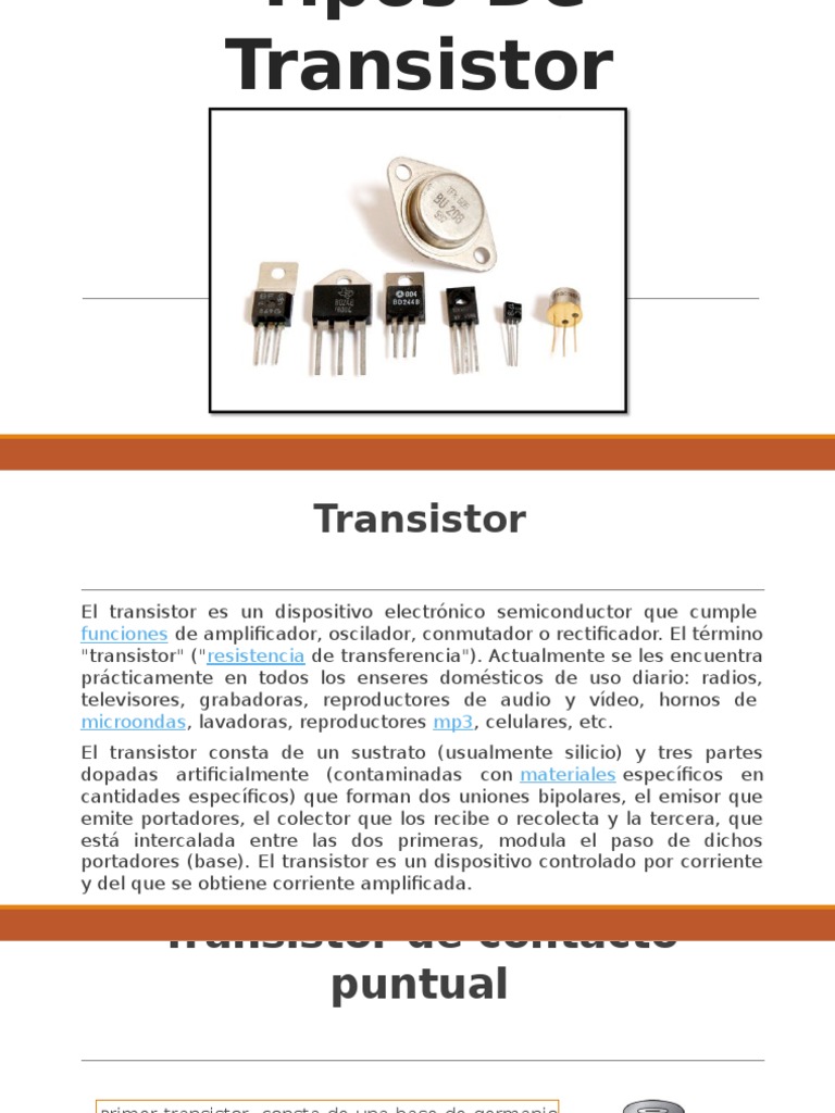 Tipos de Transistor PDF Transistor Transistor de unión bipolar