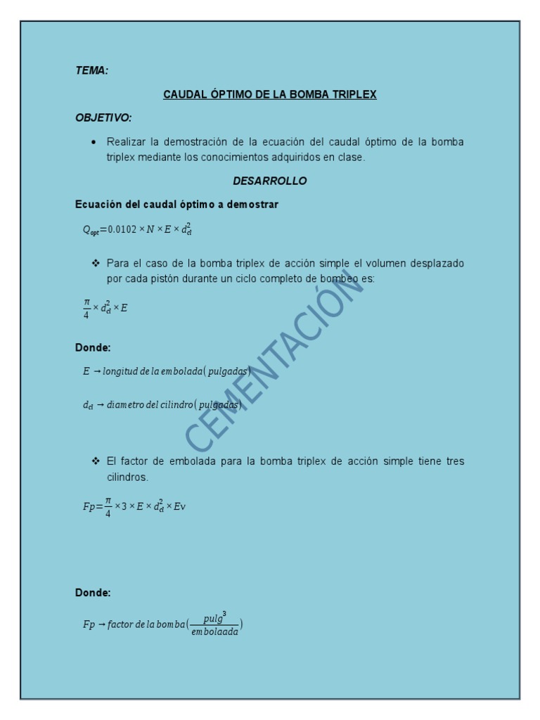 Demostracion de La Bomba Triplex | PDF | Métodos y materiales de enseñanza