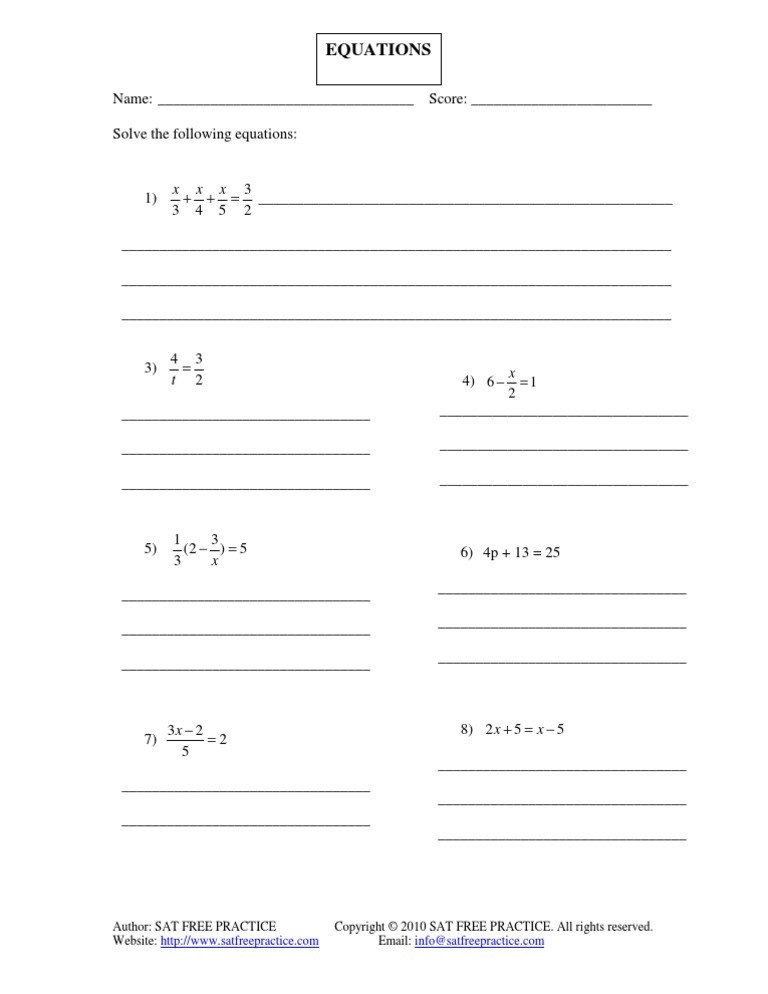 Algebra Linear Equations 2 | PDF