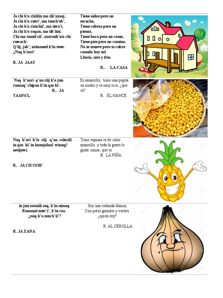 Adivinanzas En Quiche