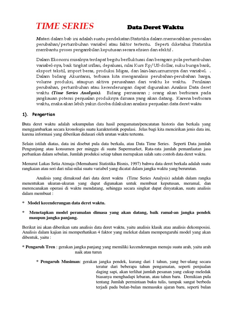Time Series | PDF | Metode & Bahan Ajar