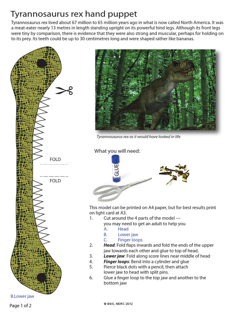 Tyrannosaurus Rex Hand Puppet: What You Will Need | PDF | Home & Garden