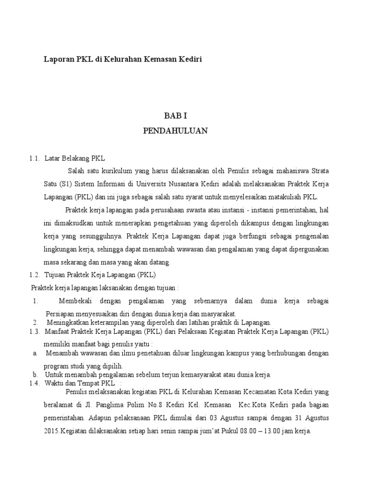 Contoh Laporan Pkl Smk Di Kantor Desa Nusagates
