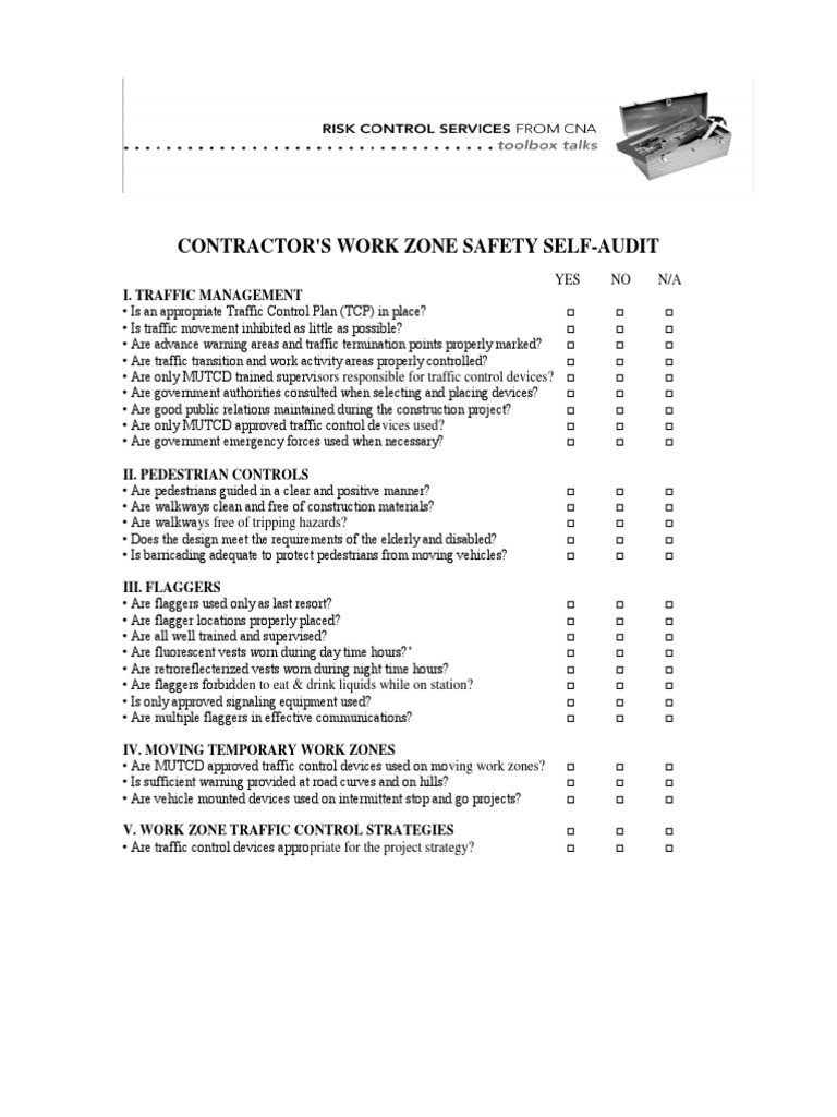 Contractor Work Zone Safety Audit | PDF