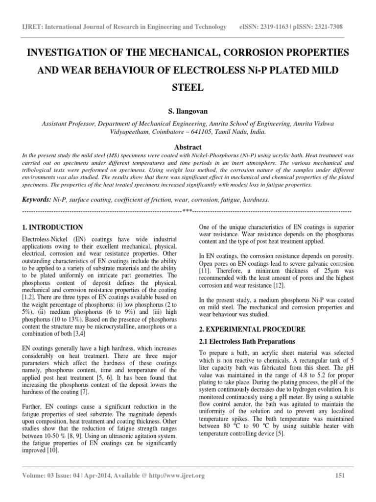 Investigation of The Mechanical, Corrosion Properties and Wear ...