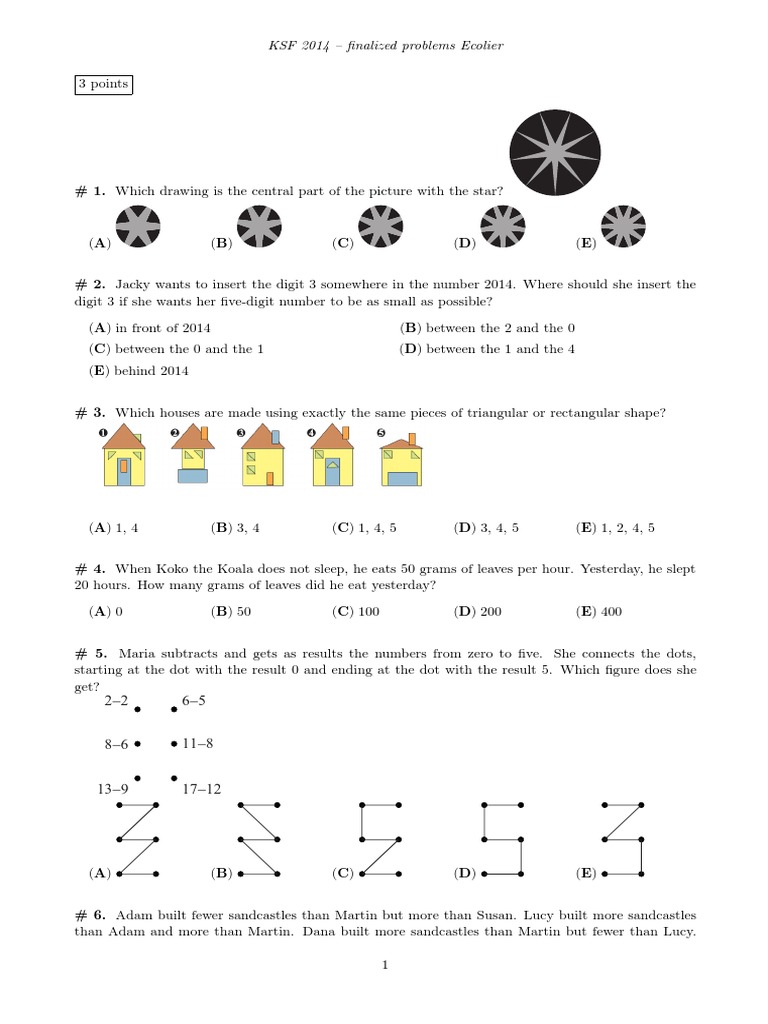 Math Kangaroo Practice Problems Grades 1 8 | PDF | Teaching Mathematics ...
