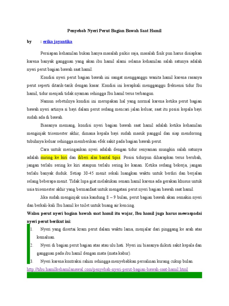 Penyebab Nyeri Perut Bagian Bawah Pada Ibu Hamil ...