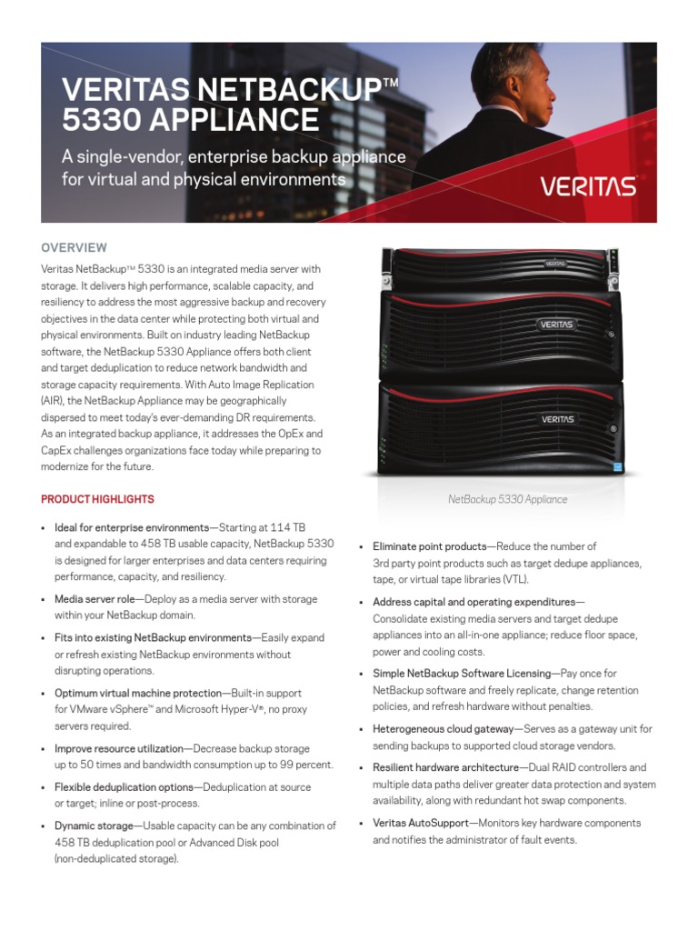 NetBackup 5330 Appliance Data Sheet Backup Computer Hardware