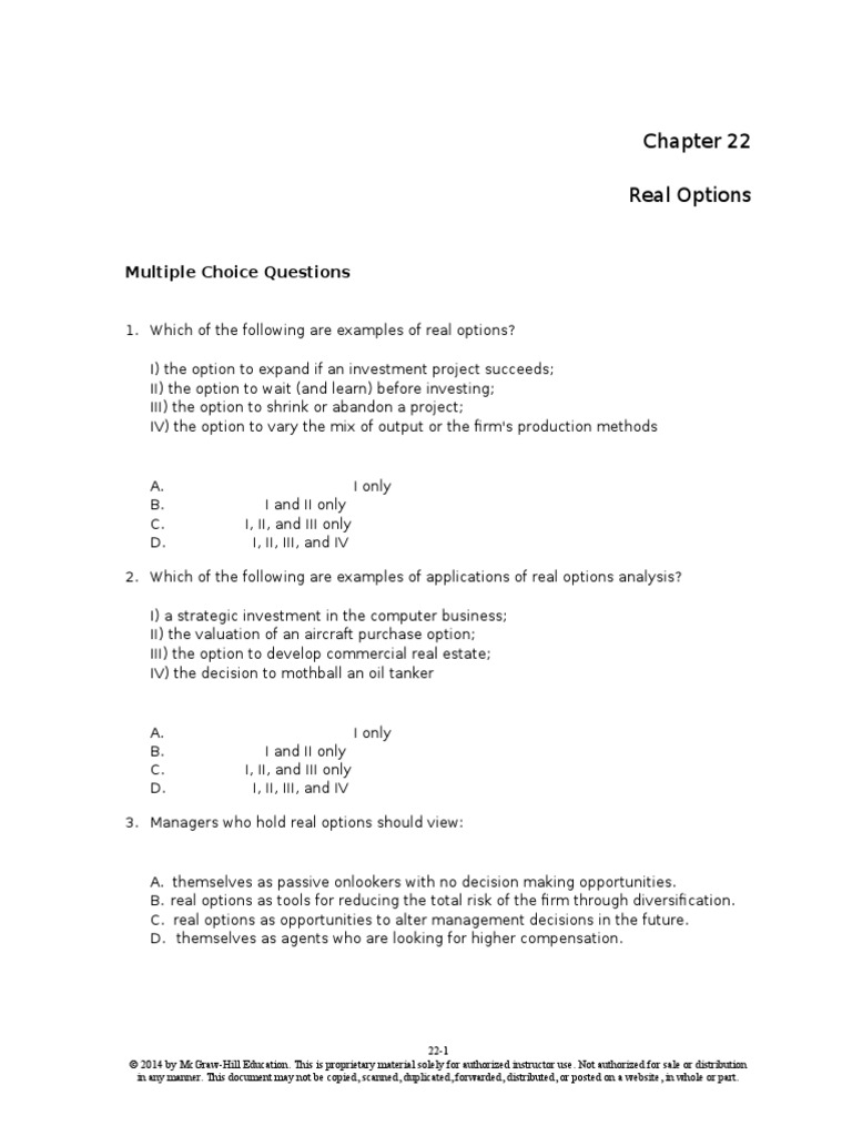 Real Options Analysis and Applications | PDF | Net Present Value ...
