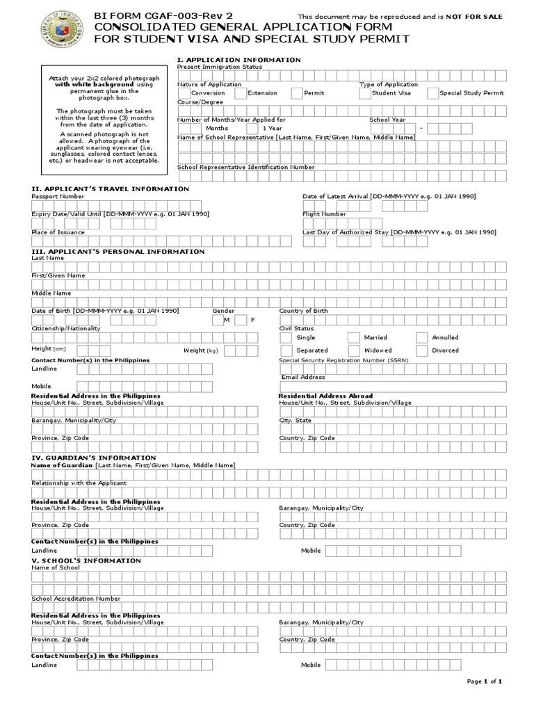 Bi Form (SSP Form) | PDF | Travel Visa | Identity Document
