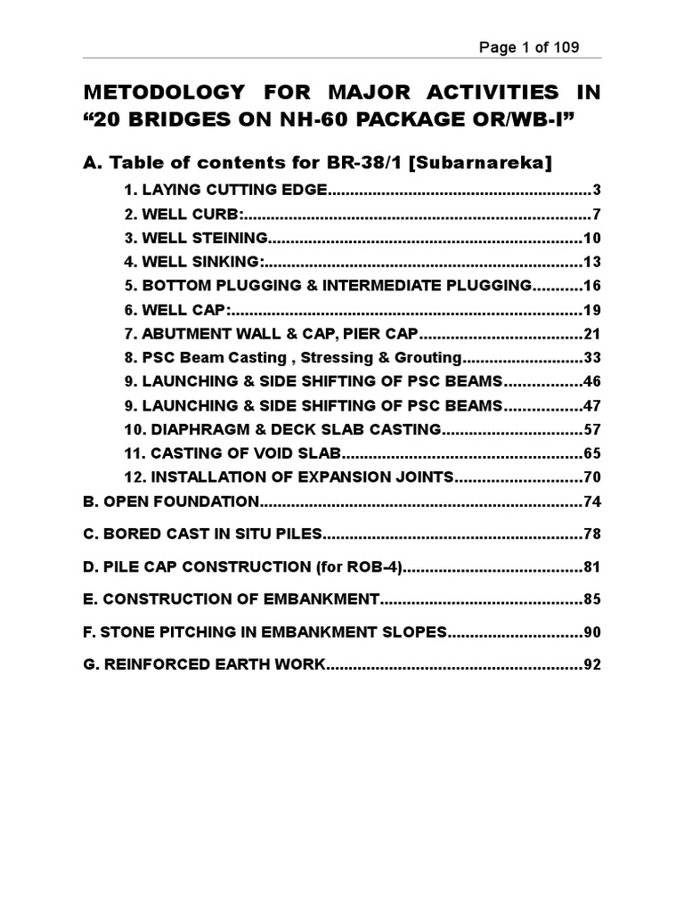 Method Statement 20 Bridges PDF Metal Fabrication Concrete