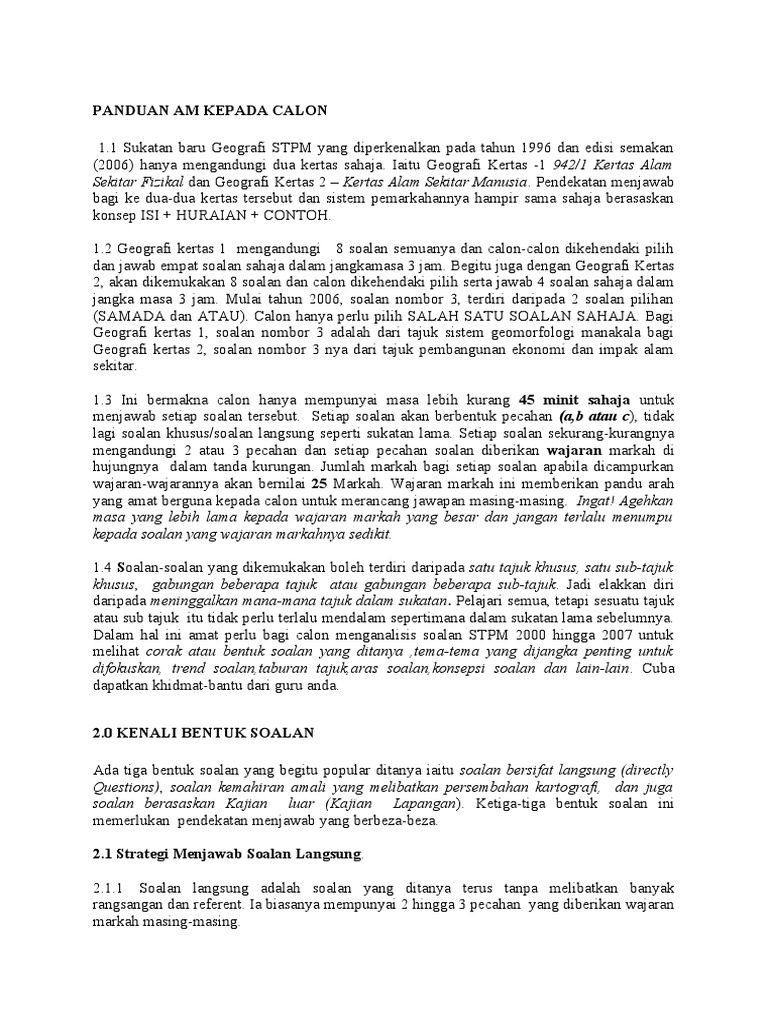 Panduan Menjawab Soalan Geografi Stpm Pdf