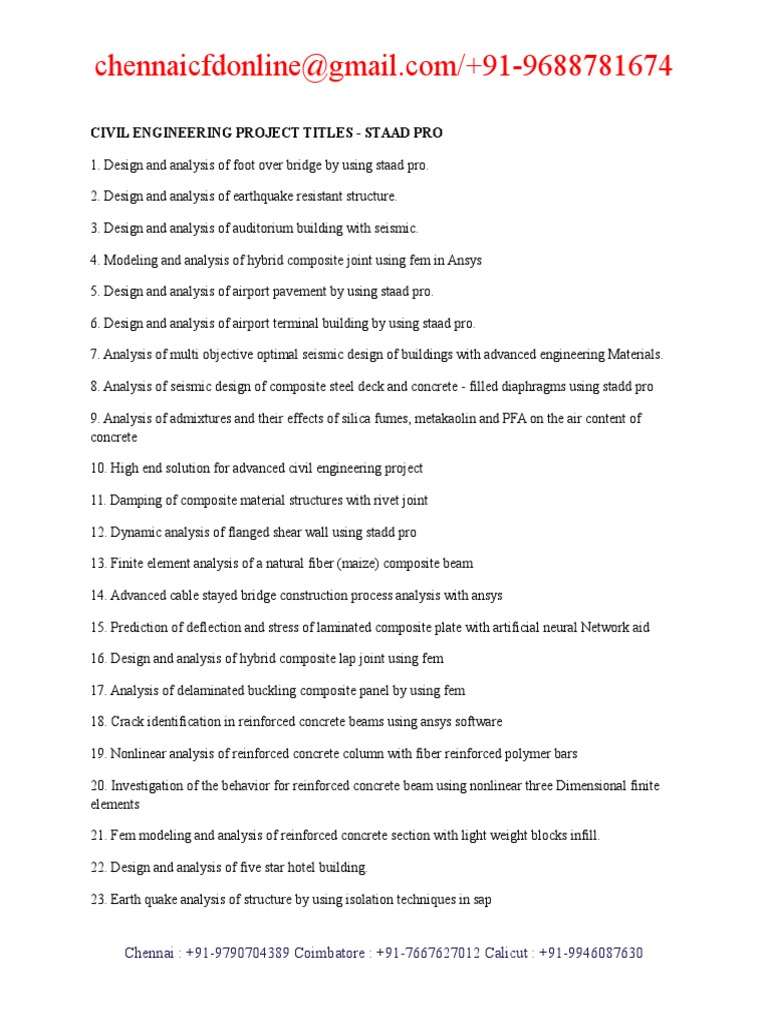 Civil Engineering Project Titles List | PDF | Reinforced Concrete ...