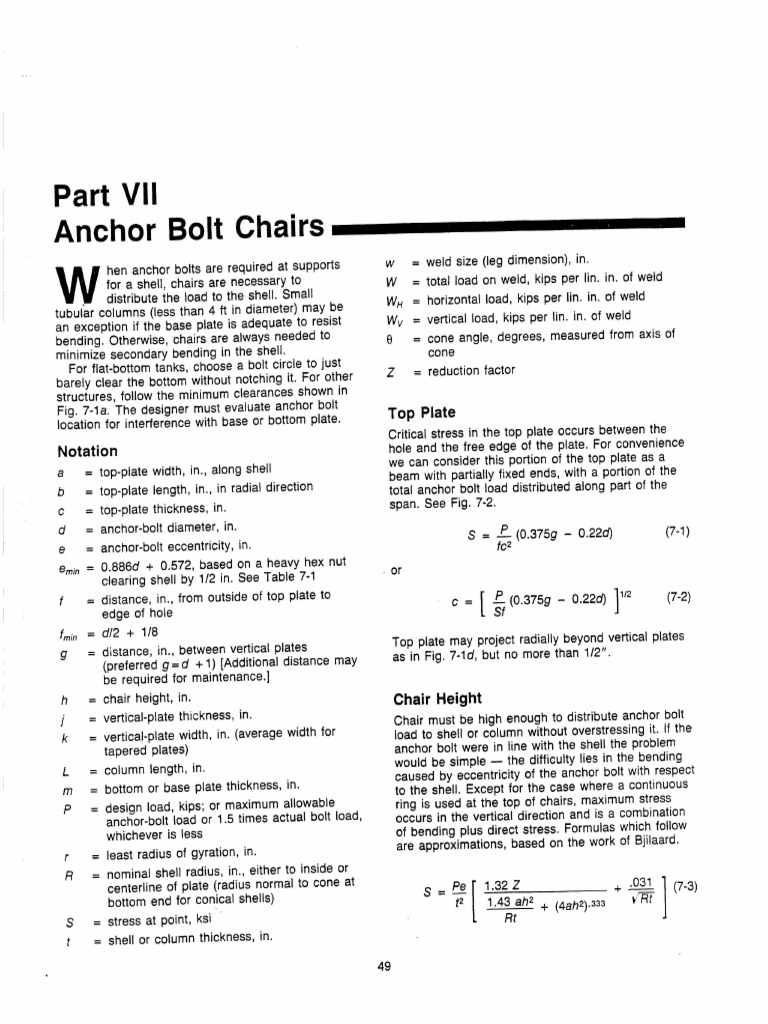 AISI Steel Plate Engineering Data, Volume 2, Part 5, Anchor Bolt Chairs