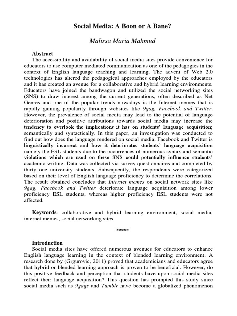 Social Media Boon or Bane | PDF | Social Media | Popular Culture ...