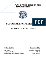 Software Engineering Lab Paper Code: Etcs-353: HMR Institute of Technology and Management