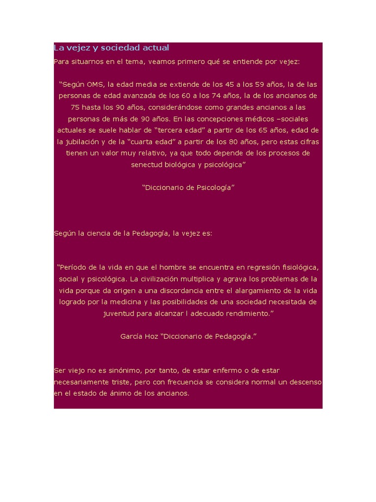 Vejez y su percepción en la sociedad actual | PDF | Vejez | Envejecimiento