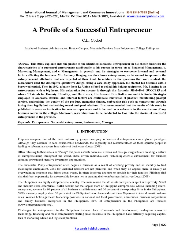 A Profile of a Successful Entrepreneur Entrepreneurship Bakery