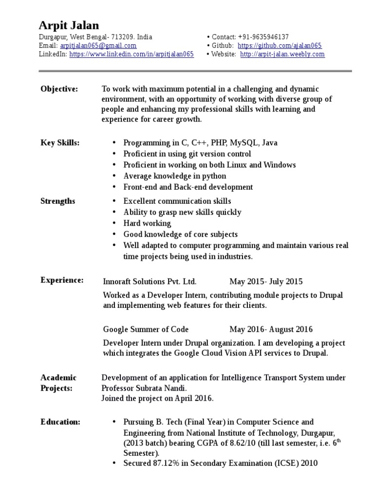 Arpit Jalan: Developer Profile | PDF