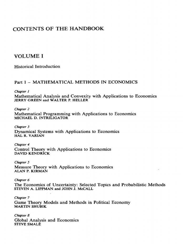 Handbook of Mathematical Economics Vol 1 | PDF | Mathematical