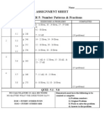Assignment Sheet CHAPTER 5: Number Patterns & Fractions: QUIZ: 5.1 - 5.8