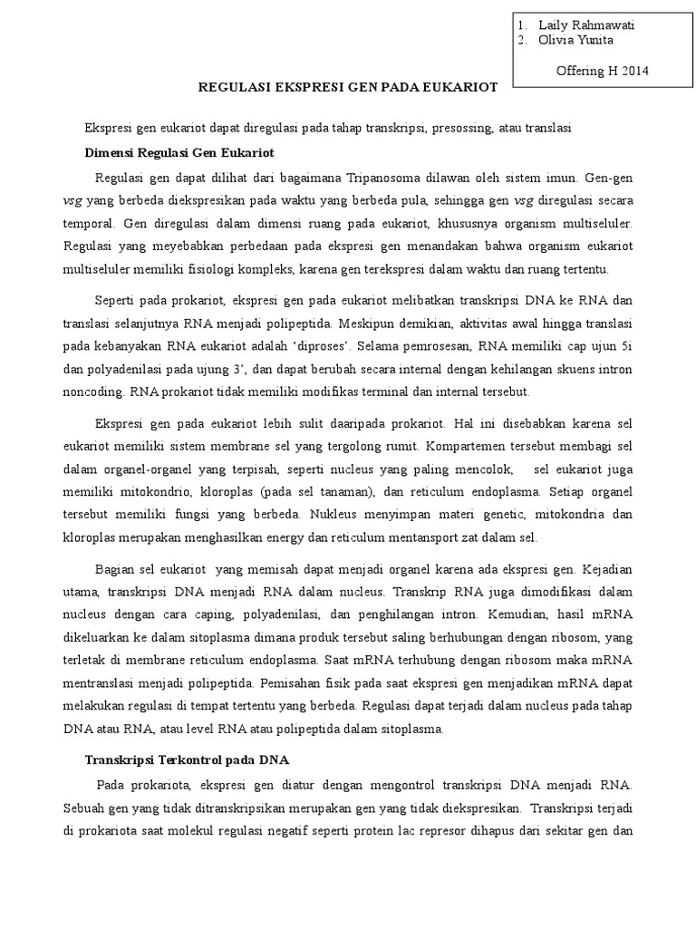 Regulasi Ekspresi Gen Eukariotik | PDF