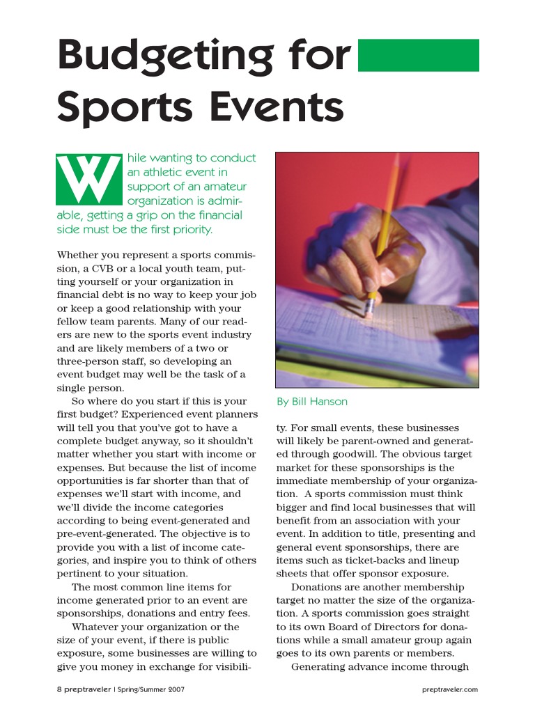 Budgeting for Sports EventsArticle Budget Business