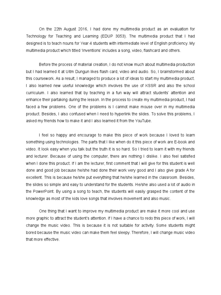 Multimedia Reflection on Teaching Nouns | PDF | Multimedia | Classroom