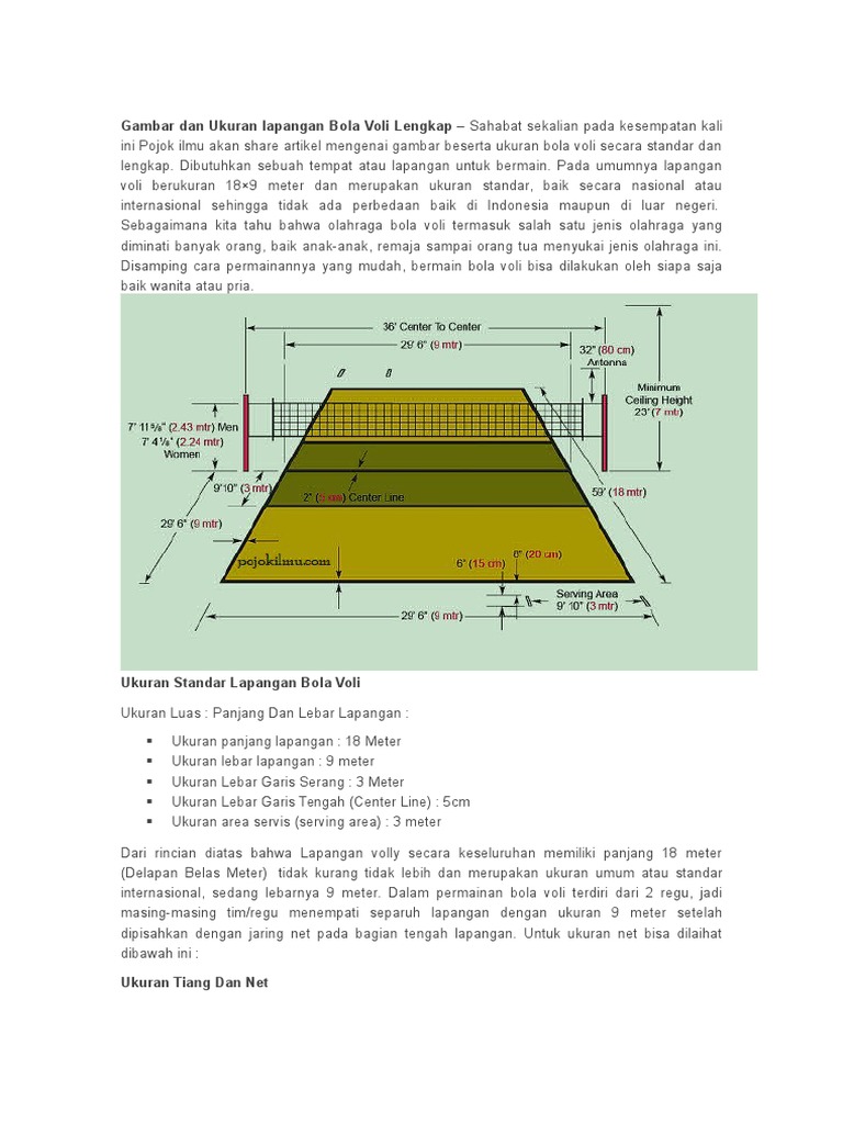 Download Gambar Lapangan Bola Voli Beserta Ukurannya 