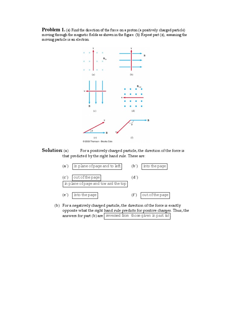 Magnetic Force Problem Solutions | PDF