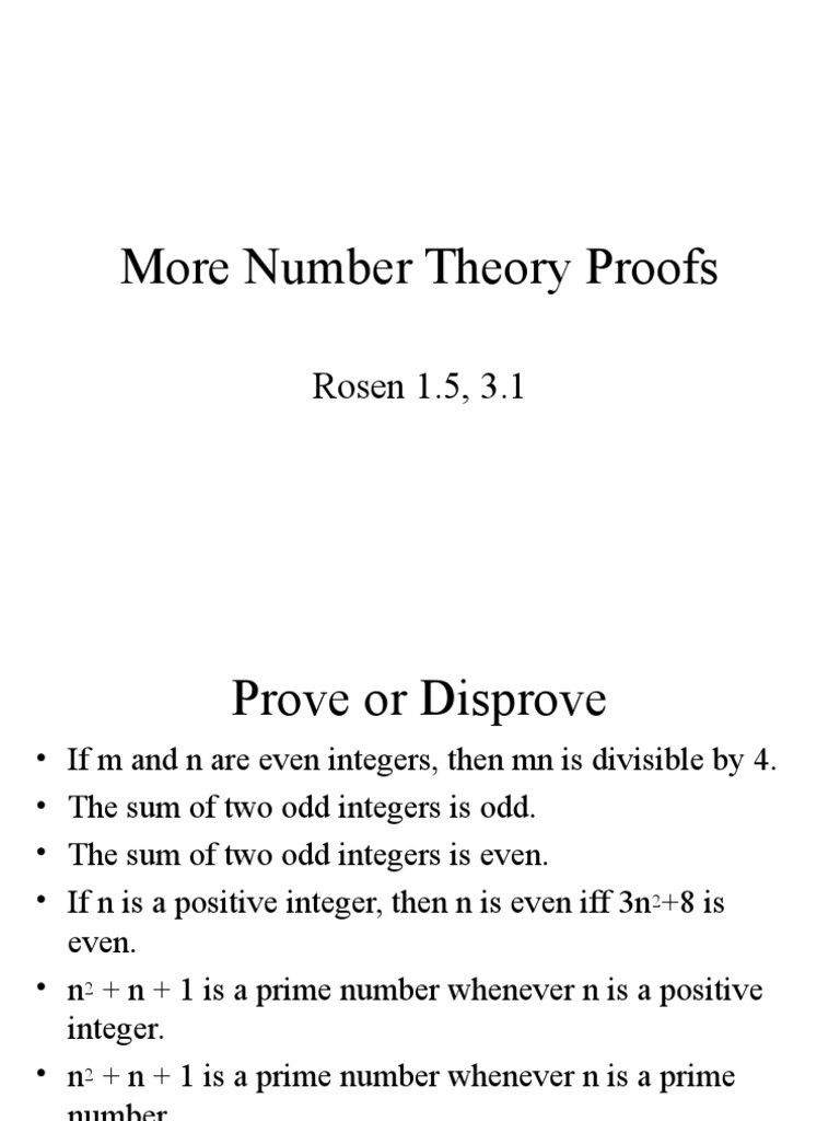 Proof Techniques in Number Theory | PDF | Teaching Methods & Materials ...