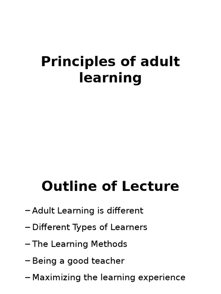 Adult Learning Principles and Methods | PDF