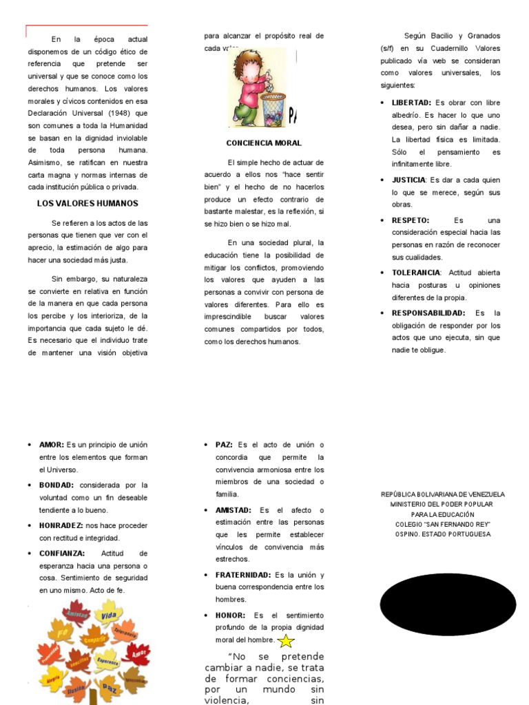 Tríptico sobre Valores Humanos | PDF | Moralidad | Libertad