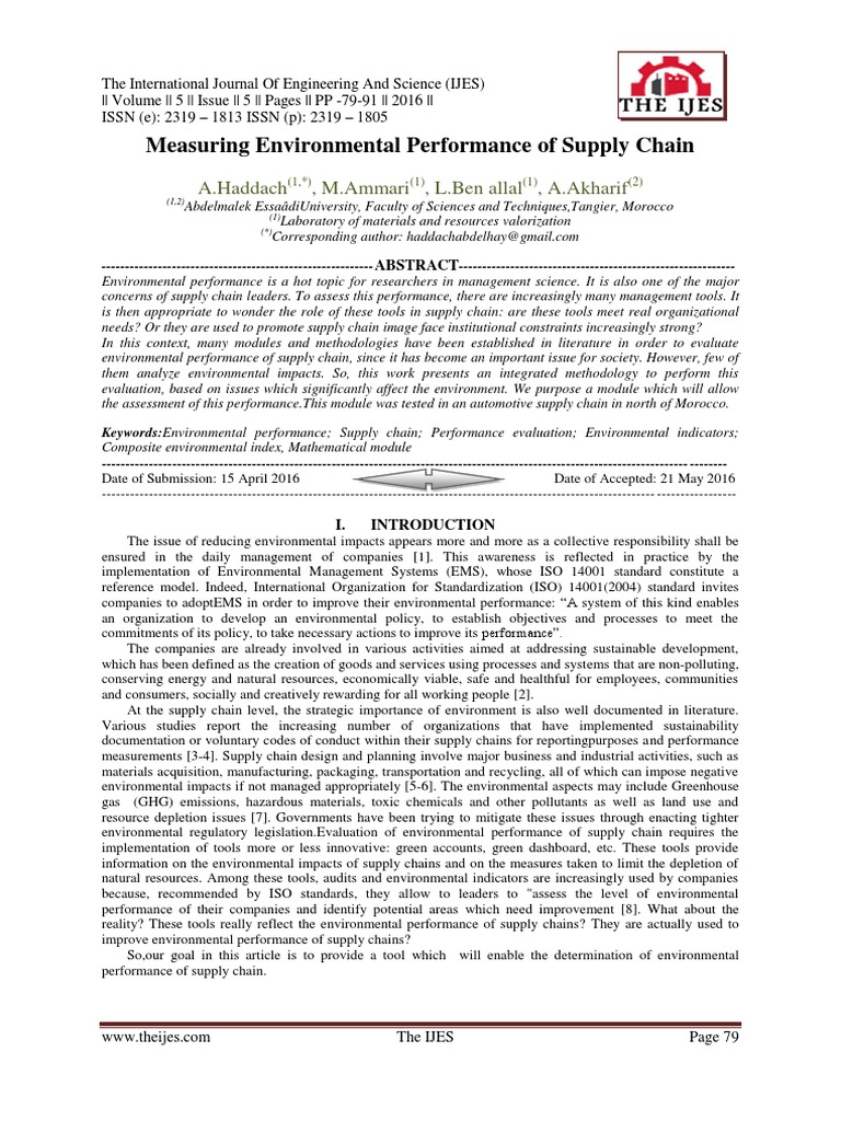 Measuring Environmental Performance of Supply Chain | PDF | Supply ...