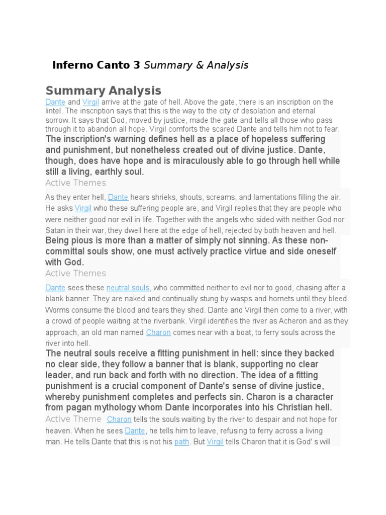 Inferno Canto 3 Summary.docx Inferno (Dante) Hell
