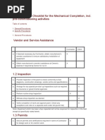 BN-S-UC001B Checklist For The Mechanical Completion, Incl. Pre-Commissioning Activities